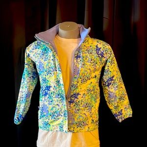 The north face girls size large 14–16 zip up multicolor rain jacket